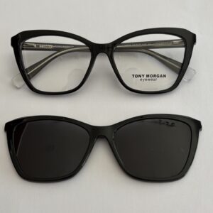 Tony Morgan H805 C1 crne klip-on naočare od plastike. Elegantne i praktične ženske dioptrijske naočare. Orbis Optika – Voždovac i Novi Pazar.